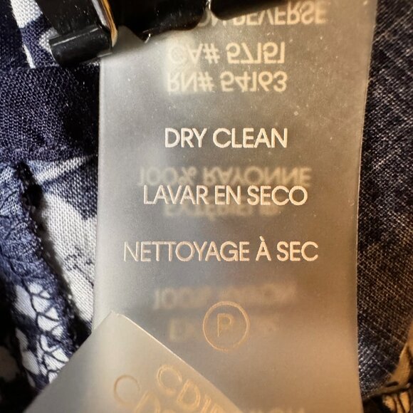 Calvin Klein Button-Up Navy/White Floral Shirt Dress w/waist tie, Sz 12, EUC - Picture 15 of 15